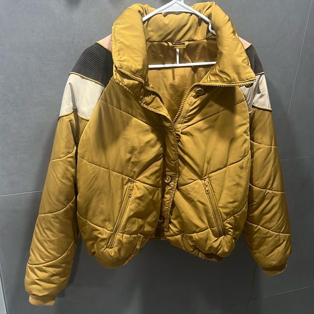Free People Chevron Mustard Puffer